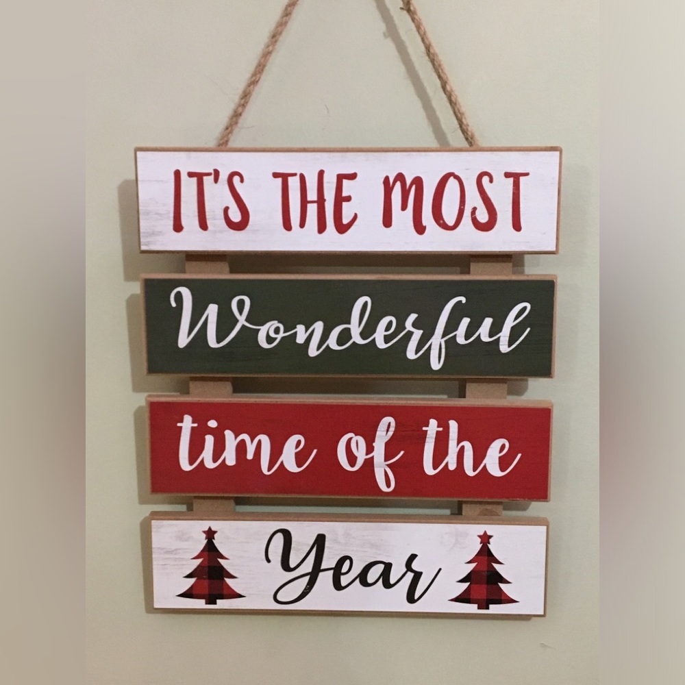 Festive Holiday Wall Sign - Red, Green, White